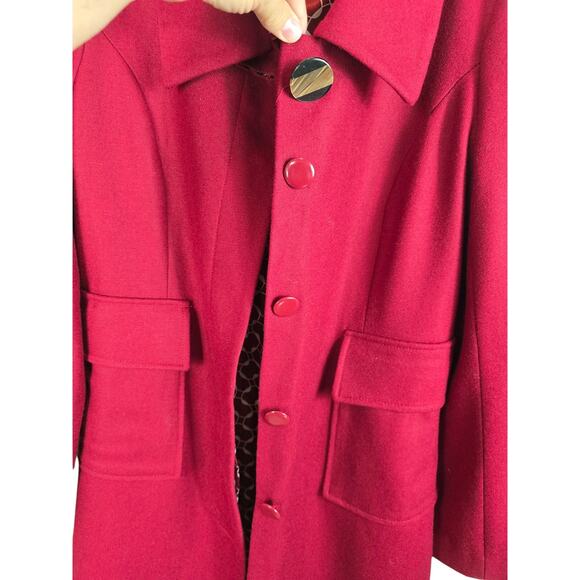 Anthropologie Tulle Long Line Red Pockets Wool Blend Lined Women's Jacket XL - Picture 4 of 11